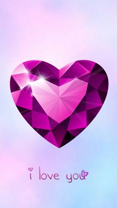 a pink heart with the words i love you written below it on a blue sky background