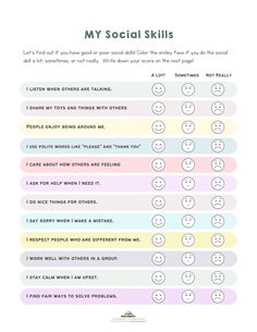 Fun Social Skills Games, Social Skills Checklist, School Social Work Middle School, Social Skills High School, Social Skills Teens, Feelings Identification, Precision Teaching, Social Skills Worksheets, Work Strategies