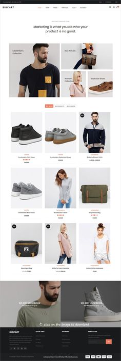 an image of a website page with many different items on it, including shoes and clothing