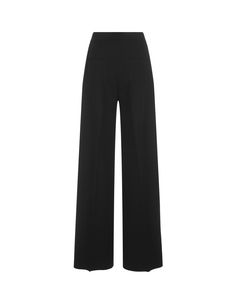 98% Virgin wool, 2% Elastane Chic High Waist Wool Wide Leg Pants, Chic High Waist Wide Leg Wool Pants, Chic Wool Bottoms For Evening, Classic High Waist Wool Wide Leg Pants, Wool Straight Leg Evening Bottoms, Luxury Wide Leg Pants For Workwear With High Waist, Luxury Wide Leg Pants With High Waist For Workwear, Formal High Waist Wool Wide Leg Pants, Formal High Waist Wide Leg Wool Pants