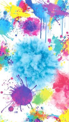 colorful paint splattered on a white background