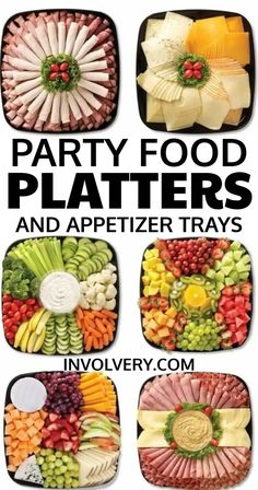 the cover of party food platters and appetizers trays by invo every