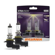 two bulbs are shown in front of a package for the new syvania xtravision