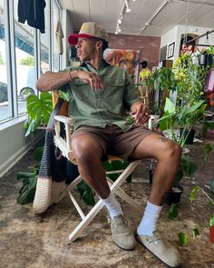 Mens Outfits Fashion, Earth Boy Aesthetic Outfits, Birkenstock Outfit Men Clogs, Green Birkenstocks Outfit, Earthy Boy Outfits, Black Men Street Fashion Summer, Men’s Vacation Style, Vacation Fits Men, Vacation Men’s Fashion