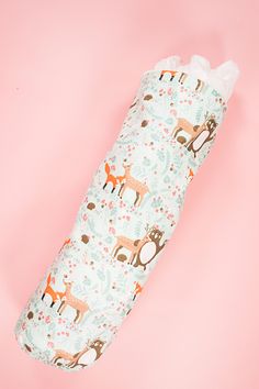 the diy plastic bag holder is made from fabric and has deers on it