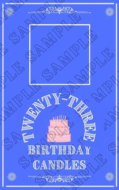 a blue birthday card with an image of a cake