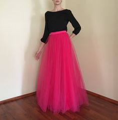 Wonderful Hot Pink tulle maxi skirt from very soft tulle for wedding ,special occasion or every day.High Quality! Feel Like a Princess! -Skirt is made of two layers of tulle. -Full lining. -Skirt has Satin waistband. - Closes with zipper. Please enquire if you're interested in different color. THE SKİRT IS MADE TO ORDER While ordering write your waist and skirt length measure,according your shoes heels, so the skirt will be made to your size. SIZING INFO: XS/34/US4: waist 64-66 cm (24-25 inch) S Tulle Maxi Skirt For Party, Full-length Tulle Dress For Party, Full Length Tulle Skirt Party Dress, Full Length Tulle Skirt Dress For Party, Full Length Party Dress With Tulle Skirt, Full Length Tulle Dress For Party, Fitted Tulle Maxi Skirt With Lining, Party Full-length Tulle Maxi Skirt, Fitted Tulle Dress With Lined Skirt