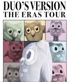 an advertisement for the movie duo's version of the eras tour, featuring two stuffed animals