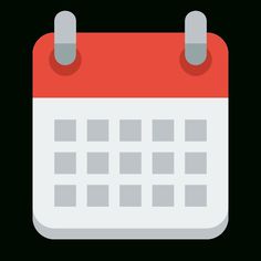 a red and white calendar with two grey pins on it's side, in the middle of a black background