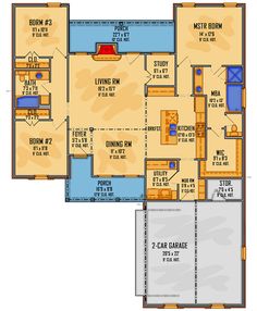 the floor plan for a two story home with an attached garage and laundry room area