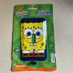 a spongebob phone case is shown in the packaging for this item, it's designed to look like a cartoon character