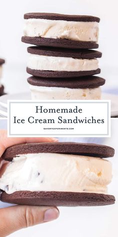 homemade ice cream sandwiches are stacked on top of each other with the text overlay