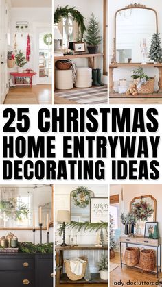 25 Christmas Home Entryway Decorating Ideas Christmas Credenza Decor Ideas, Narrow Hallway Christmas Decor, Hall Tree Christmas Decorating Ideas, Hall Tree Christmas Decor, Christmas Decor Ideas Foyer Table, Entryway Christmas Table Decor, Christmas Decor Hallway Table, Xmas Entryway Decor, Hallway Decor Christmas