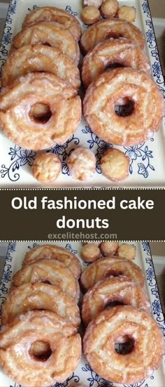 old fashioned cake doughnuts are displayed on plates