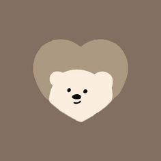 a white bear's head in the shape of a heart on a brown background