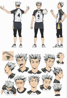 an anime character poses with different facial expressions