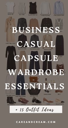 Discover the essentials for a chic business casual capsule wardrobe with this post. Filled with 15+ business casual outfits for work, the blog highlights key pieces for an impressive corporate look. Learn how to mix business casual workwear capsule pieces to create fashionable women's workwear outfits, proving office capsule wardrobes can be sophisticated and trendy. Business Casual Outfits Staples, Work Outfit Staples, Executive Casual Women Work Outfits, Work Chic Business Casual, Business Casual Outfits Ideas, Work Staples For Women, Casual Outfits For Office For Women, Neutral Office Outfits Women, Casual Style Wardrobe