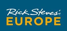 the words rick steve's europe on a blue background with yellow and white letters