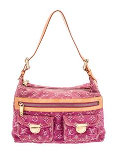 Louis Vuitton Shoulder Bag. From the 2006 Collection. Vintage. Pink Denim. Printed. Brass Hardware. Leather Trim. Flat Handles & Single Adjustable Shoulder Strap. Leather Trim Embellishment & Three Exterior Pockets. Alcantara Lining & Single Interior Pocket. Zip Closure at Top. Protective Feet at Base. Purse Wishlist, Denim Louis Vuitton, Bag Wishlist, Vintage Designer Bags, Louis Vuitton Pink, Pink Denim, Denim Bag, Louis Vuitton Shoulder Bag, Purses Designer