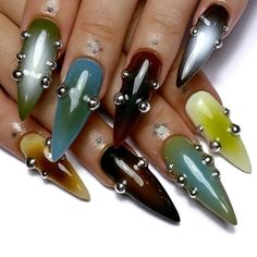 Spiky Nails, New York Nails, Ongles Goth, Claws Nails, Hippie Nails, Punk Nails, Airbrush Nails