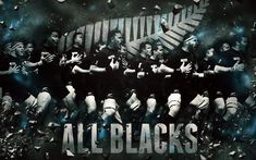 the all blacks rugby team is posing for a photo in front of an abstract background