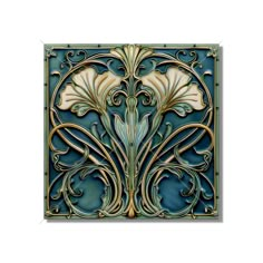 an art nouveau design with gold and blue