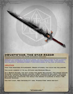 Dnd Homebrew Swords, Magic Armor, Dungeons And Dragons Rules, Fantasy Blade, Dnd Items, Dungeons And Dragons Memes, Magical Items