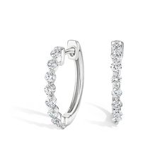 Marseille Diamond Hoop Earrings - 18K White Gold. Stunning yet effortless, these beautiful hoop earrings feature glistening round diamonds in sophisticated shared prong settings. Moissanite Earrings, Bridal Bands, Diamond Hoop Earrings, Accessories Jewelry Earrings, Engagement Ring Wedding Band, Fine Jewellery Necklace, Quality Jewelry, Diamond Studs, Eternity Ring