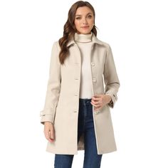 With a classic silhouette, this coat will be your go-to must-have piece for the cold season. It features long sleeves with buttons at the cuffs, and the mid-thigh length hem drapes beautifully over a variety of different looks. No matter what look you slip it over, this textured winter coat adds a layer of warmth and finishes the refined, elegant look.