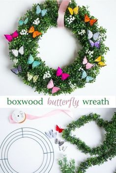 the boxwood butterfly wreath is ready to be cut and put into its own shape