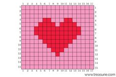 a cross stitch pattern with a red heart on it's center and numbers in the middle