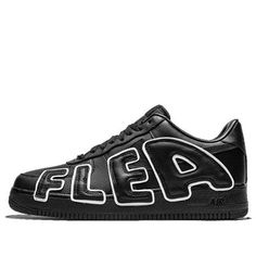 Nike teams up with LA-based streetwear brand Cactus Plant Flea Market for a special edition Air Force 1 Low Premium. The shoe features a stealthy monochromatic finish on the all-leather upper. In a nod to the Nike Air More Uptempo, ‘AIR’ is superimposed on the lateral side panel of the right shoe, each letter framed in reflective detailing for added visibility. ‘FLEA’ adorns the side of the left shoe in the same oversized style. This collaboration is sure to be a hit among sneakerheads and streetwear aficionados alike. (AF1/SNKR) Black Air Force 1, Fake Shoes, Cactus Plant Flea Market, Nike X Travis Scott, Nike Air More Uptempo, Nike Air More, Cactus Plant, Oversized Style, Air Force 1 Low