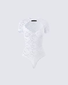 Not your average bodysuit 🙌 With an elevated and elegant look, this lacey piece made from stretch lace fabric and complete with a high neck and cut out details will take all of your looks to new heights 🤍 Fitted White Bodysuit With Lace Closure, Summer Stretch Bodysuit With Lace Closure, Elegant Stretch Bodysuit With Delicate Lace, Chic Lace Top Bodysuit For Party, Chic Party Bodysuit With Lace Top, Chic Lace Bodysuit For Summer, Chic Bodysuit With Lace Closure, Summer Party Lace Bodysuit, Stretch Lace Top With Lace Closure