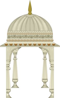 a white building with pillars and a dome on the top, in front of a white background