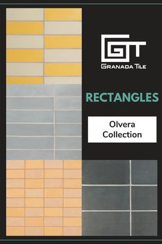 an image of tiles with the words rectangles on it in white and yellow