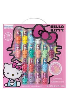 A sweet Hello-Kitty-inspired nail set that features nail polishes makes the perfect gift for your kiddo. The nontoxic and water-based formulas are perfect for your kiddo's face who want to safely explore beauty products. Warning: Choking hazard. Small parts. Not for children under 3 years Ages 3 and up Includes 18 nail polishes Imported Hello Kitty is a trademark of Sanrio Co., Ltd.; used under license Hello Kitty Nail Polish, Kids Nail Polish, Cute Nail Polish, Best Lip Gloss, Kitty Christmas, Hello Kitty Nails, Nail Polish Set, Hello Kitty Christmas, Nails For Kids