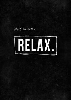 a black and white photo with the words relax written on it, in front of a dark background