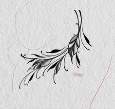 a black and white drawing of a feather on a piece of paper with the word love written