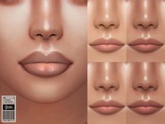 an image of different angles of lips for the female character's face and body