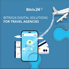 an advertisement for the bitrx 24 digital solution, with a plane flying over it