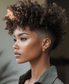 Short Curly Mohawk, Natural Hair Mohawk, Afro Styles, Short Haircuts For Black Women, Curly Mohawk, Haircuts For Black Women, Tapered Natural Hair