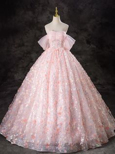 Blush Pink Floral Embellished Off-Shoulder Ball Gown Dream Daughter, Pink Tulle Prom Dress, Prom Dress Short Lace, Quincenera Dresses, Pink Quince, Pink Ball Gown, Prom Dresses Long Pink, Feminine Tattoo, Horse Gear