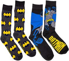 Officially licensed Batman Men's Crew Socks. Fits Men's Shoe Size 6-12. You'll get one pair with Batman's logo in an all over print plus a second pair with Batman in action. Authentic DC Comics socks made by Hyp on a limited run. Batman Adult Men's Crew Socks Fits Superheroes Wearing U.S. Shoe Size 6-12 / Sock Size 10-13 One pair of socks with the Dark Knight's logo in an allover print and another pair with the caped crusader in an action pose Officially licensed Batman Comic Wallpaper, Bat Symbol, Knight Logo, Action Pose, Mens Crew Socks, Batman Logo, Men's Shoe, Limited Run, Batman Comics