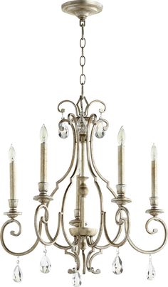 Quorum - 6014-5-60 - Five Light Chandelier - Ansley - Aged Silver Leaf Quorum Lighting, Transitional Chandelier, Candle Style Chandelier, Candle Chandelier, Chandelier Bedroom, 5 Light Chandelier, Traditional Chandelier, Chandelier Style, Chandelier For Sale