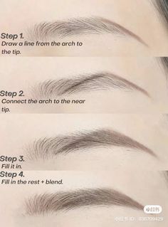 -eyebrow makeup -douyin makeup -korean makeup -kbeauty -korean skincare -cbeauty Natural Makeup For Monolids, Korean Style Eyebrows, Straight Brows Tutorial Korean, Eyebrow Korean Style, Eyebrows By Face Shape, Korean Makeup Eyebrow, Douyin Eye Makeup Monolid, Eyebrow Tutorial Asian