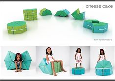 Cheese Cake - Child Interactive furniture on Behance Lattice Furniture, Interactive Furniture, Childrens Furniture Design, Origami Furniture, Kindergarten Interior, Architecture Drawing Presentation, Kindergarten Projects, Diy Kids Furniture, Kindergarten Design