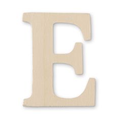 the letter e is made from wood and has been cut out to look like it's