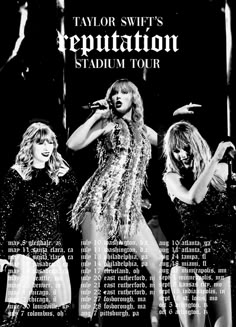 taylor swift's reputation tour poster with taylor swift, taylor swift and taylor swift