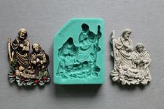 Silicone Mould, Holy Nativity, Sugarcraft Cake Decorating Fondant, Fimo Mold, Christmas Mold - Etsy Marzipan Candy, Resin And Polymer Clay, Candy Clay, Oven Bake Clay, Clay Ornaments, Nativity Scene, Silicone Mold