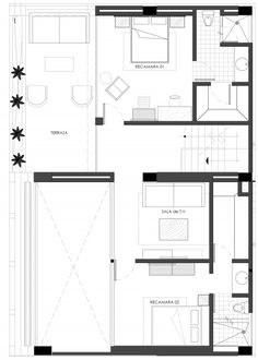 the floor plan for a two bedroom apartment with an attached bathroom and living room area